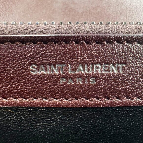 Yves Saint Laurent  Envelope Large Mixed Matelasse Leather Shoulder Bag Burgundy - Picture 14 of 16